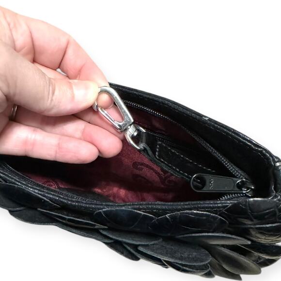 Brighton Rosalie Black Leather Flower Petal Small Chain Strap Shoulder Bag - Picture 5 of 8